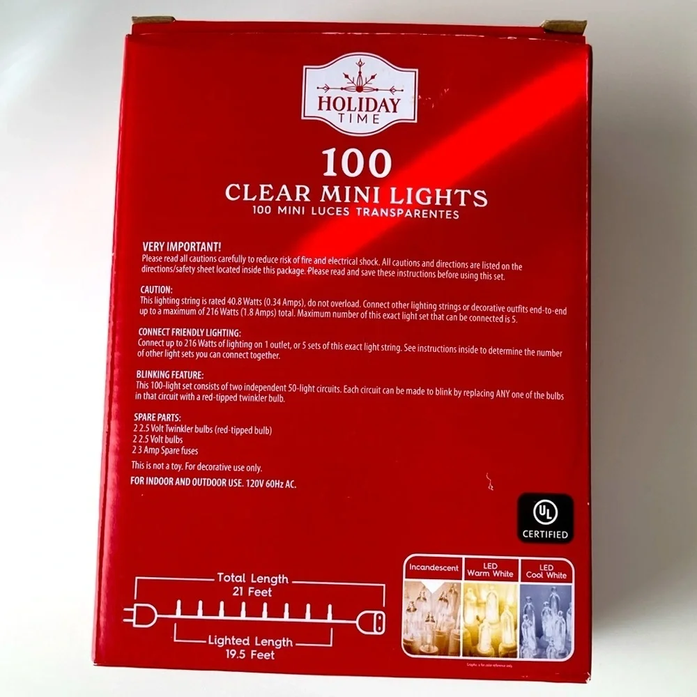 100 Clear Mini Lights New in Box incandescent